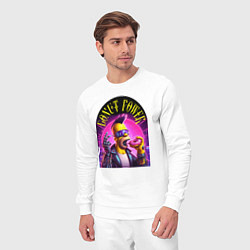 Костюм хлопковый мужской Homer Simpson - cyber donut power ai art, цвет: белый — фото 2