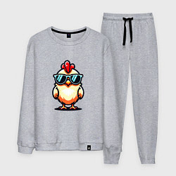 Костюм хлопковый мужской Крутая цыпа в очках, цвет: меланж