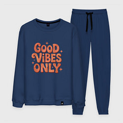 Костюм хлопковый мужской Фраза Good vibes only, цвет: тёмно-синий