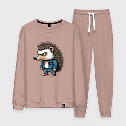 Костюм хлопковый мужской Ёжик панк, цвет: пыльно-розовый