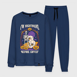 Костюм хлопковый мужской Im nightmare before coffee, цвет: тёмно-синий