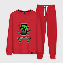 Костюм хлопковый мужской Minecraft крипер, цвет: красный