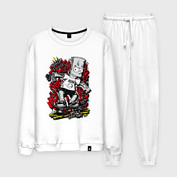 Костюм хлопковый мужской Барт с татуировками, цвет: белый