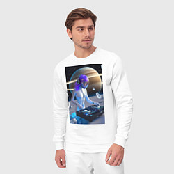 Костюм хлопковый мужской Девушка космо DJ с сатурном, цвет: белый — фото 2