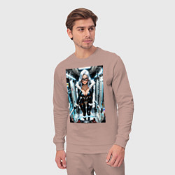 Костюм хлопковый мужской Черная кошка в сейфе банка, цвет: пыльно-розовый — фото 2