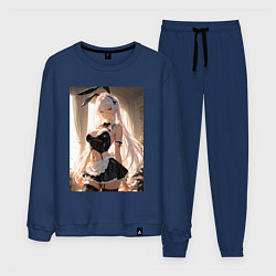 Костюм хлопковый мужской Горничная-кролик с ушками в maid cafe, цвет: тёмно-синий