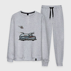 Костюм хлопковый мужской Ретрофутуристический летающий автомобиль Milk, цвет: меланж