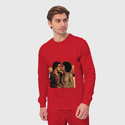 Костюм хлопковый мужской Поцелуй поп-арт диско 1970-е, цвет: красный — фото 2