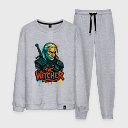 Костюм хлопковый мужской Ведьмак граффити, цвет: меланж