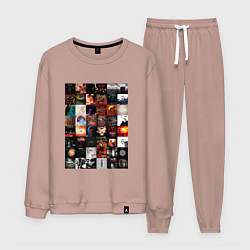 Костюм хлопковый мужской Slipknot - обложки, цвет: пыльно-розовый