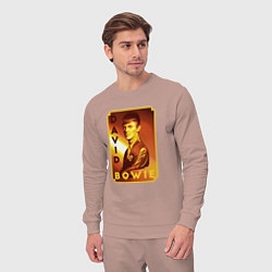 Костюм хлопковый мужской Портрет - Дэвид Боуи, цвет: пыльно-розовый — фото 2