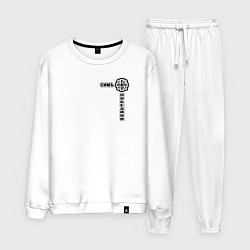 Костюм хлопковый мужской Симъ победиши узорный текст, цвет: белый
