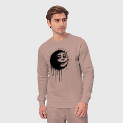 Костюм хлопковый мужской Страшное лицо-смайл в стиле граффити, цвет: пыльно-розовый — фото 2