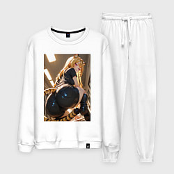 Костюм хлопковый мужской Девушка-тигрица в облегающих щортиках, цвет: белый