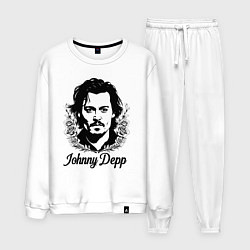 Костюм хлопковый мужской Джонни Депп в цветах, цвет: белый