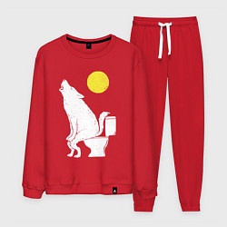 Костюм хлопковый мужской Срущий волк, цвет: красный