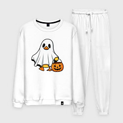 Костюм хлопковый мужской Утенок в костюме приведения - Хэллоуин, цвет: белый