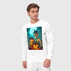 Костюм хлопковый мужской Rick and Morty with pumpkin - halloween night, цвет: белый — фото 2