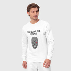Костюм хлопковый мужской Мой жёсткий диск ещй ничего мем терминатор, цвет: белый — фото 2