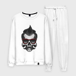 Костюм хлопковый мужской Skull barber, цвет: белый