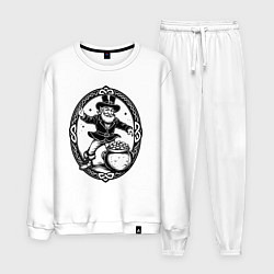 Костюм хлопковый мужской Лепрекон с горшочком золота, цвет: белый