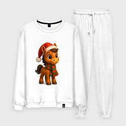 Костюм хлопковый мужской Новогодняя лошадка 2026, цвет: белый