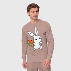 Костюм хлопковый мужской Зайка с морковкой, цвет: пыльно-розовый — фото 2