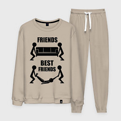 Костюм хлопковый мужской Best friends, цвет: миндальный