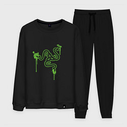 Костюм хлопковый мужской Razer logo, цвет: черный
