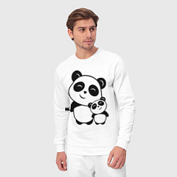 Костюм хлопковый мужской Милые панды, цвет: белый — фото 2