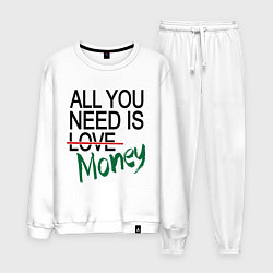 Костюм хлопковый мужской All you need is money, цвет: белый