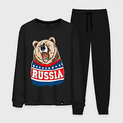 Костюм хлопковый мужской Made in Russia: медведь, цвет: черный