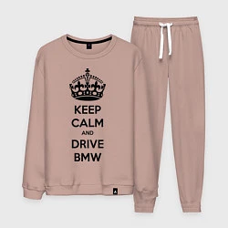 Костюм хлопковый мужской Keep Calm & Drive BMW, цвет: пыльно-розовый