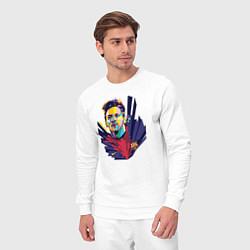 Костюм хлопковый мужской Messi Art, цвет: белый — фото 2