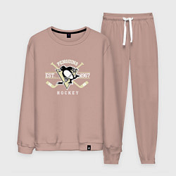 Костюм хлопковый мужской Pittsburgh Penguins: Est.1967, цвет: пыльно-розовый
