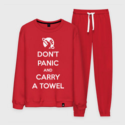 Костюм хлопковый мужской Dont panic & Carry a Towel, цвет: красный