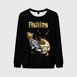 Свитшот мужской Gold Fishing, цвет: 3D-черный
