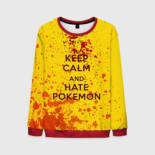 Мужской свитшот Keep Calm & Hate Pokemons / 3D-Красный – фото 1