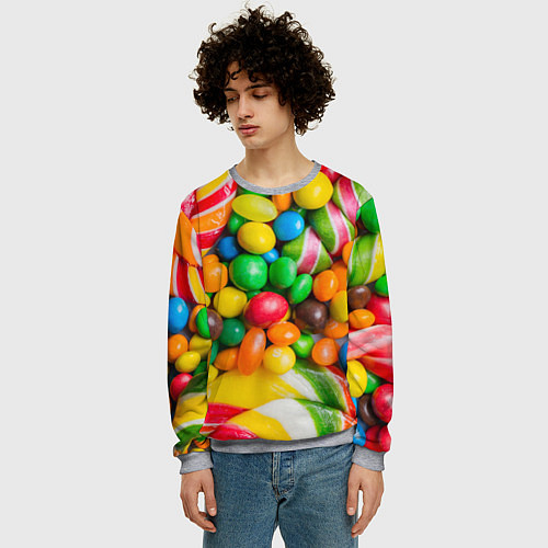 Мужской свитшот Сладкие конфетки / 3D-Меланж – фото 3
