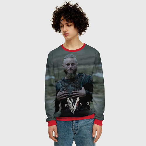 Мужской свитшот Vikings: Ragnarr Lodbrok / 3D-Красный – фото 3