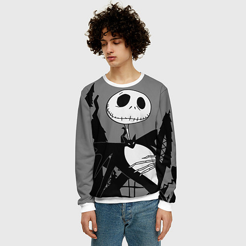 Мужской свитшот Джек: повелитель тыкв / 3D-Белый – фото 3