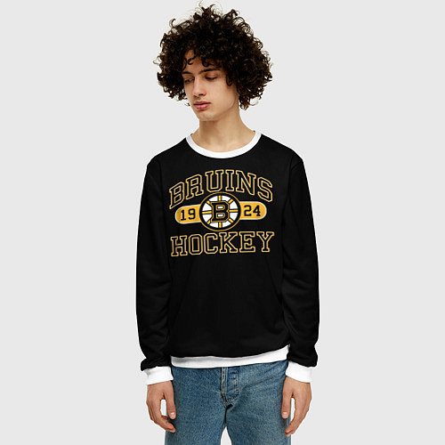 Мужской свитшот Boston Bruins: Est.1924 / 3D-Белый – фото 3