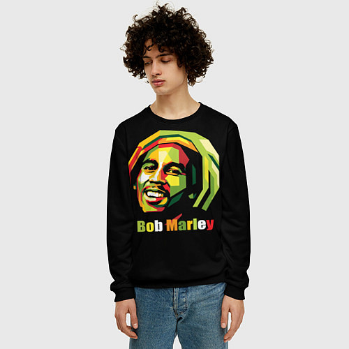 Мужской свитшот Bob Marley Smile / 3D-Черный – фото 3