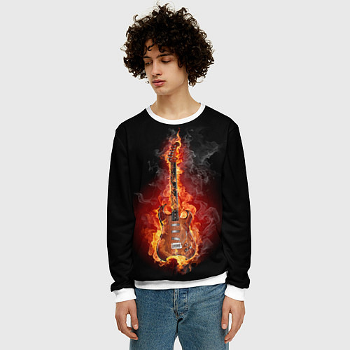 Мужской свитшот Адская гитара / 3D-Белый – фото 3