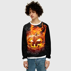 Свитшот мужской Огненная стихия хэллоуин, цвет: 3D-белый — фото 2