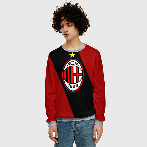 Мужской свитшот Milan FC: Red Collection / 3D-Меланж – фото 3