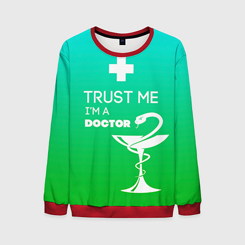 Мужской свитшот Trust me, i'm a doctor / 3D-Красный – фото 1