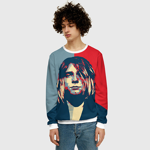 Мужской свитшот Kurt Cobain / 3D-Белый – фото 3