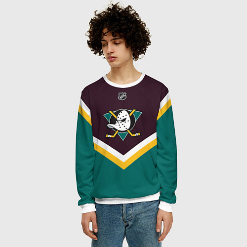 Мужской свитшот NHL: Anaheim Ducks / 3D-Белый – фото 3