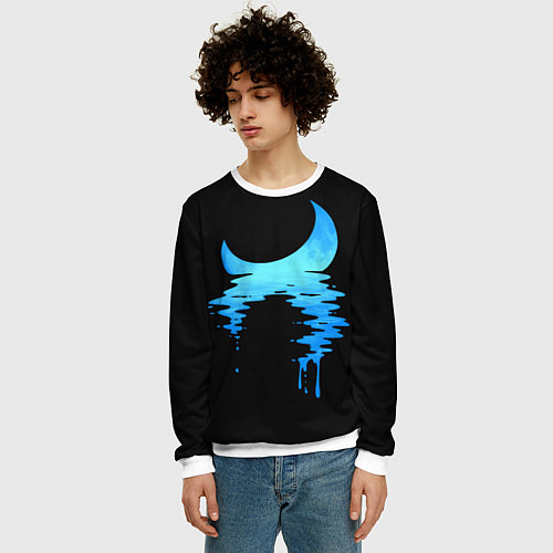 Мужской свитшот Отражение Луны / 3D-Белый – фото 3